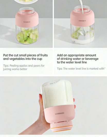 High Aesthetic 1300ml Large Capacity USB Rechargeable Portable Blender Juicer, Kitchen Fruit Juicer, Food Prep