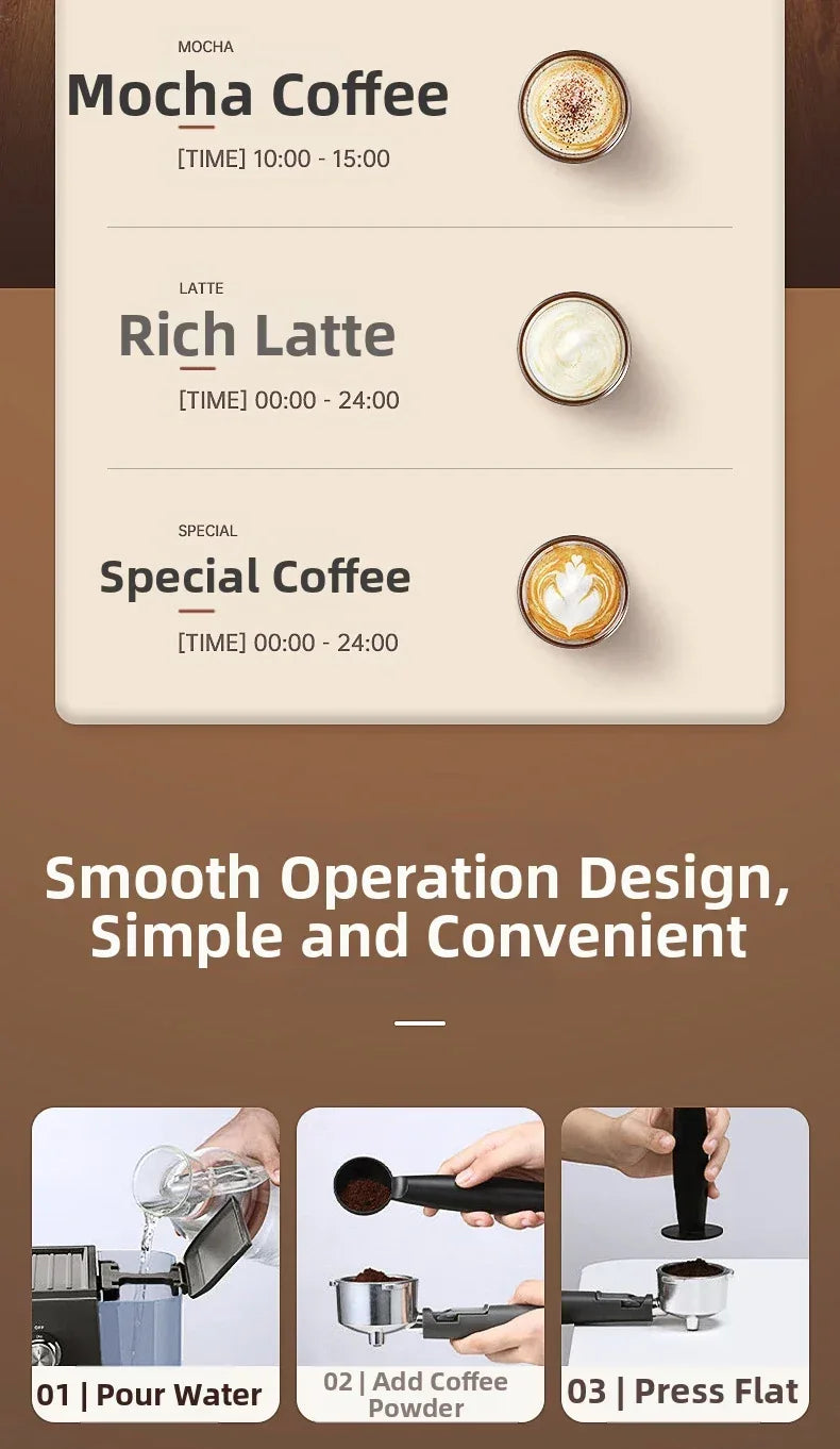 Small Semi-Automatic Espresso Coffee Maker For Home Use, High-Pressure Steam Whipped Milk And Brewed Coffee Pot Espresso Maker