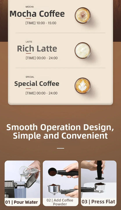 Small Semi-Automatic Espresso Coffee Maker For Home Use, High-Pressure Steam Whipped Milk And Brewed Coffee Pot Espresso Maker