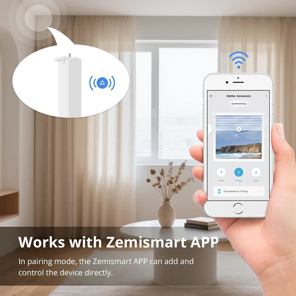 Matter Over WiFi Smart Sliding Curtain Motor Support Google Home Smartthings Homekit Alexa Control Automatic Curtain System