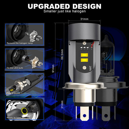 30W LED Headlight Bulb H4 Five Color Halo Ring HS1 P43T Auto Headlight EyeSuper 6000K Csp Plug&Play Motorcycle Bulb 1PC 12/24V