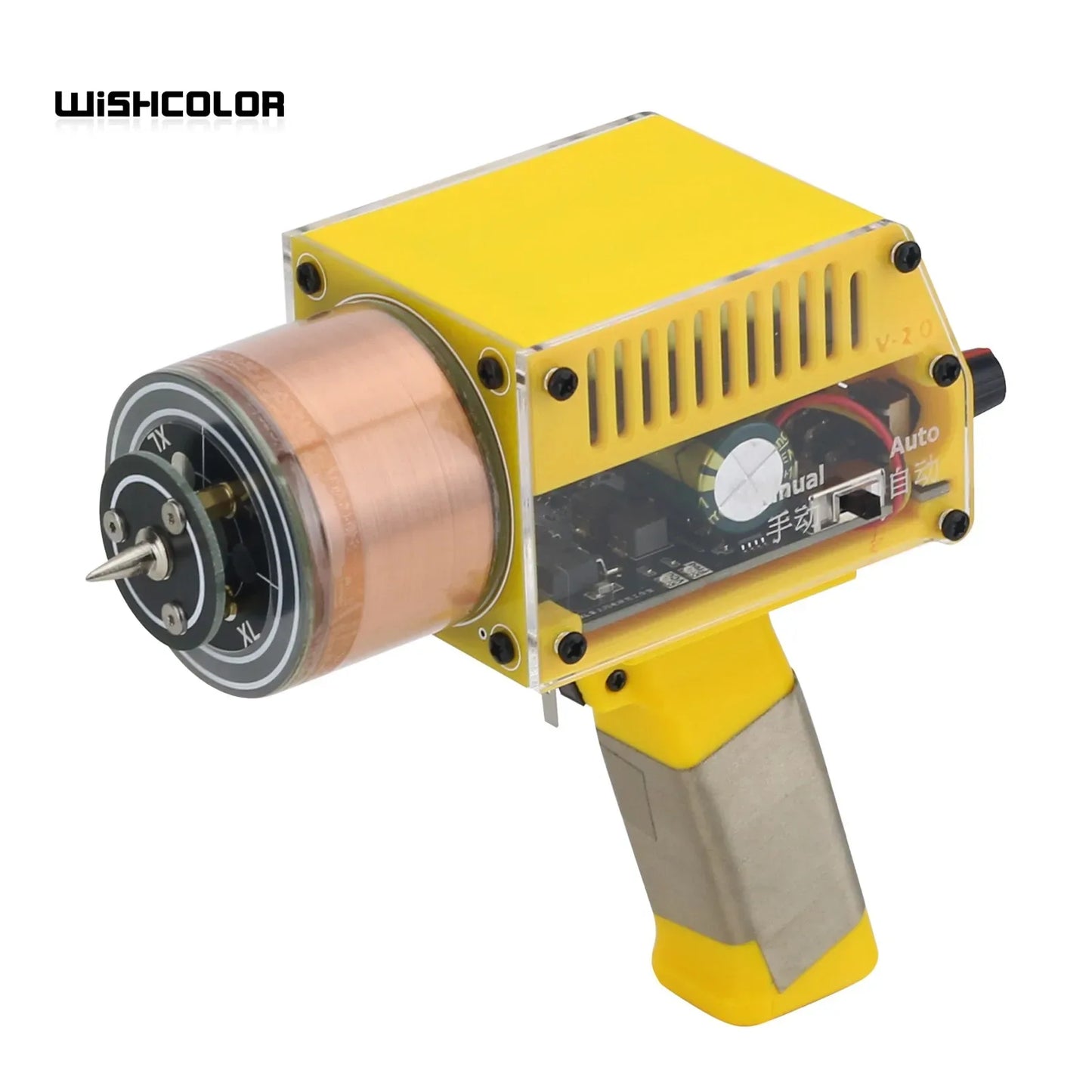 Wishcolor Handheld Tesla Coil Rechargeable Solid State Tesla Coil Manual & Automatic Modes with Yellow Shell