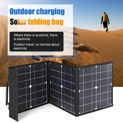 DC+USB Fast Charge 18V 100W Foldable Solar Panel Portable Solar Battery Charger Power Bank for Phone Camping Van RV Outdoor