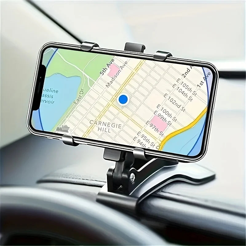 1pc 360° Rotating Car Phone Holder Suction & Adhesive Dashboard Mount ABS Stable Hands-Free Navigation Car Accessory.