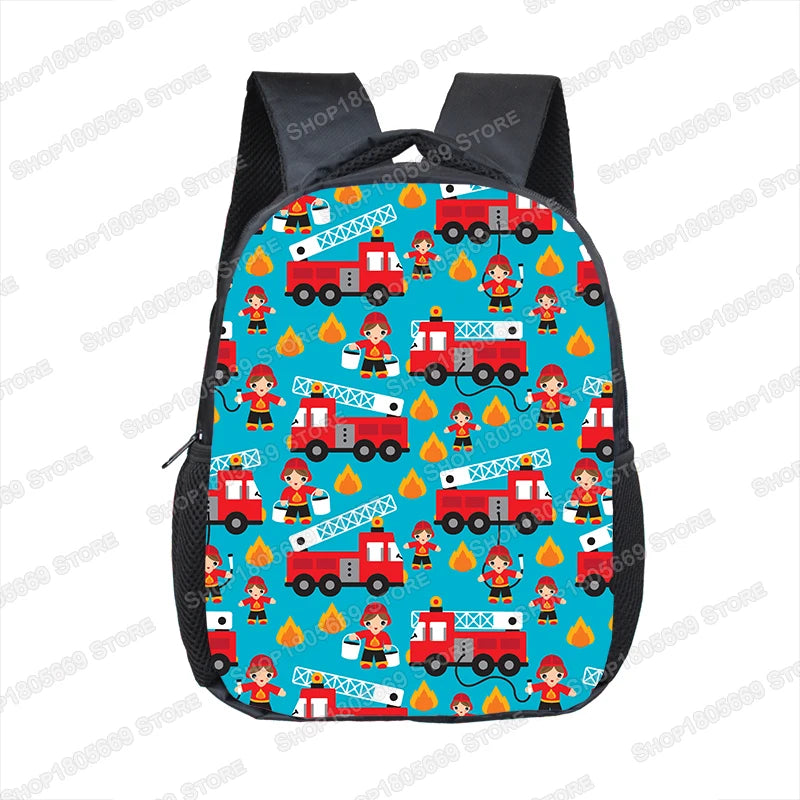 Truck/Ambulance/Car/Tractor Backpack Children's 12 Inch Kindergarten School Bag Cartoon Printing Excavator Backpack