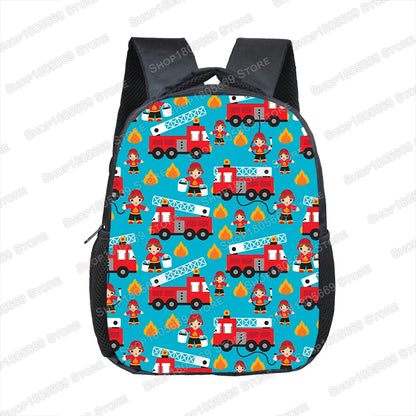 Truck/Ambulance/Car/Tractor Backpack Children's 12 Inch Kindergarten School Bag Cartoon Printing Excavator Backpack