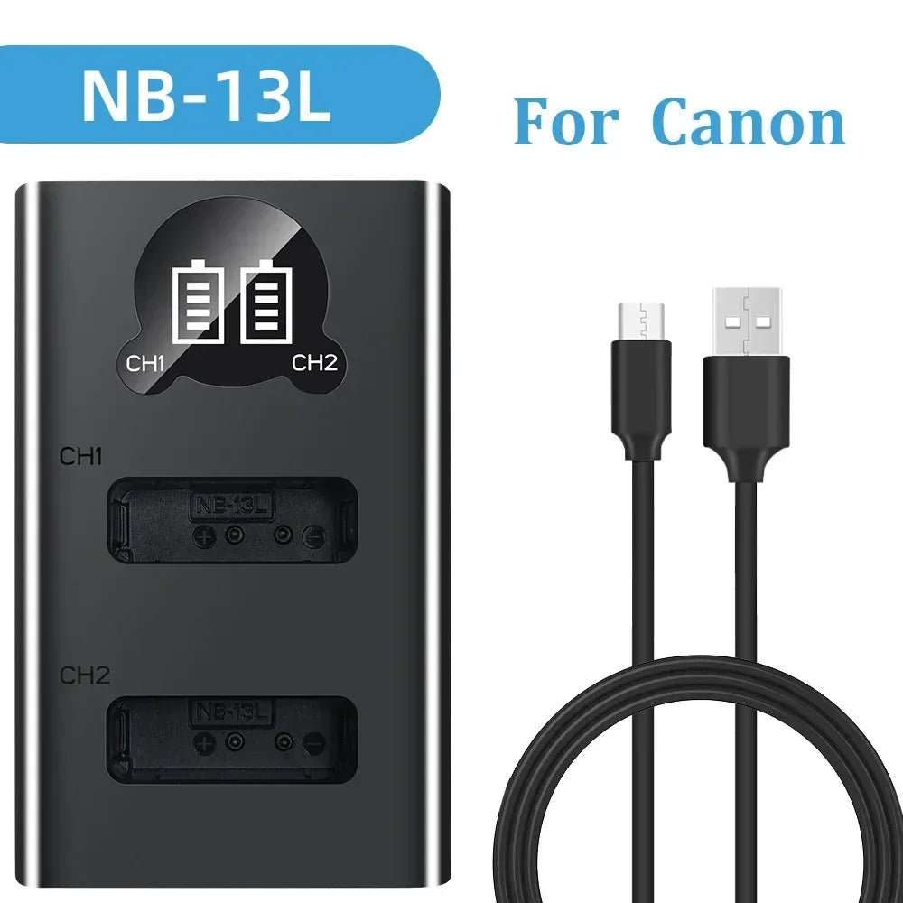 Dual Camera Battery Charger for Sony NP-FW50 FZ100 BX1 Canon LP-E6 E8 E17 NB-13L fuji NP-W235 W126 Nikon EN-El15 EL25 Panasonic