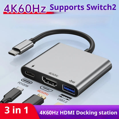 Hub USB-C hub all-in-one expansion dock 4K 60Hz type-C expansion dock HDMI support for Switch 2