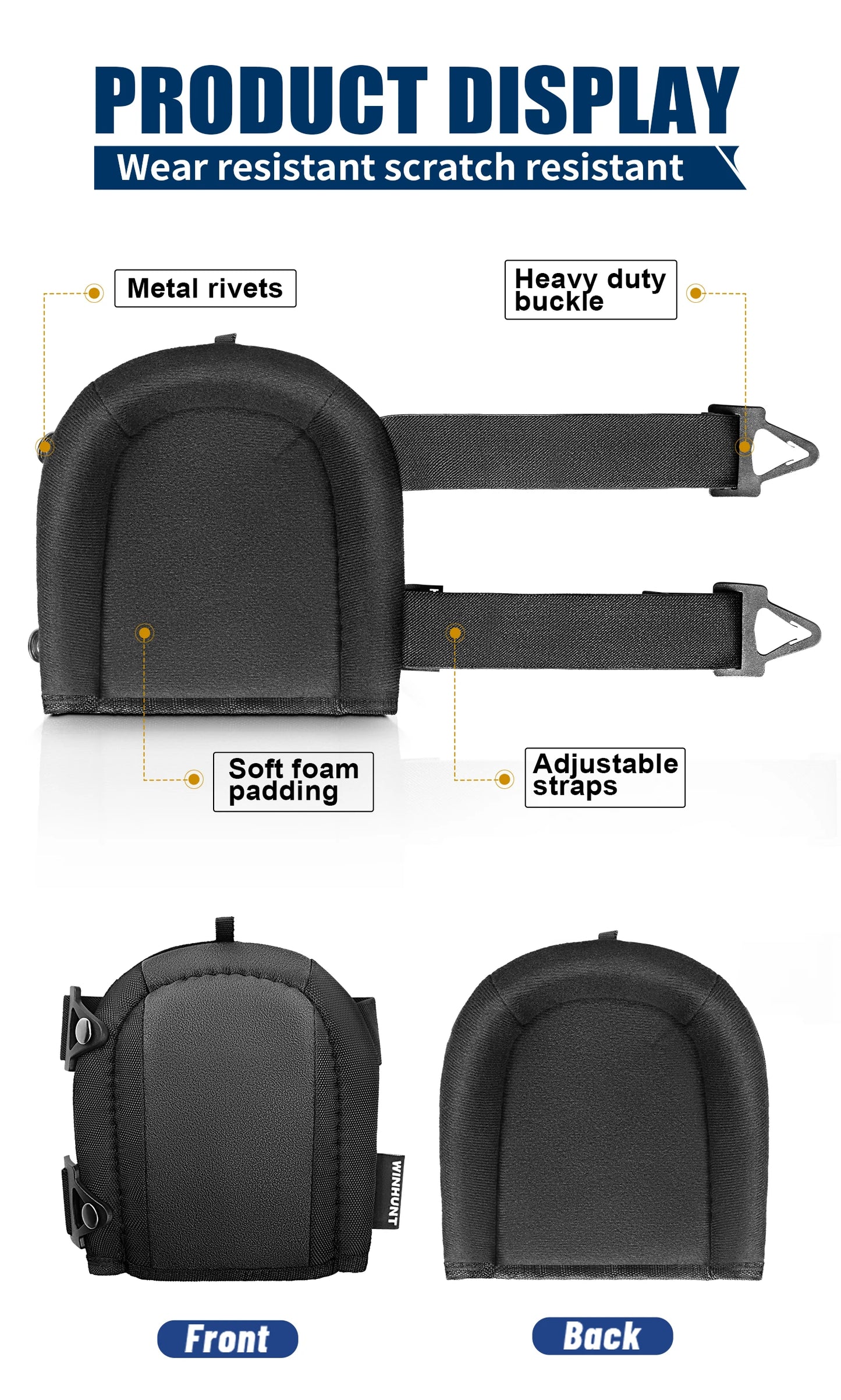 Knee Pads for Work - Heavy Duty Foam Padding Knee Pads with Strong Double Straps – Comfortable Knee Protection
