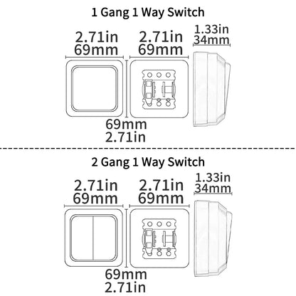 Blue Flame Retardant EU Standard Spray Plastic Rocker Switch Wall Surface 2 Gang 1 Way Button Light Switch On/Off Classic Switch