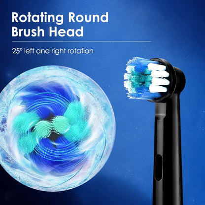Smart Rotating Electric Toothbrush Rechargeable Rotary Toothbrush with 4 Soft Replacement Heads for Adults