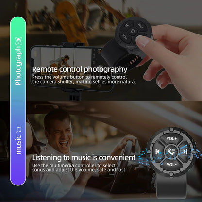 5 Keys Smart Remote Controller Wireless Bluetooth-compatible Media Button Psychedelic/Black Colors Car Motorcycle bike Control