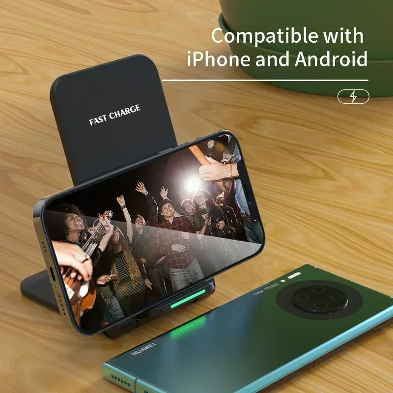 65W Wireless Charger Station Earphone Phone Fast Charging Charger Holder For iPhone 16 15 14 13 Pro Max Samsung S24 S23 Xiaomi