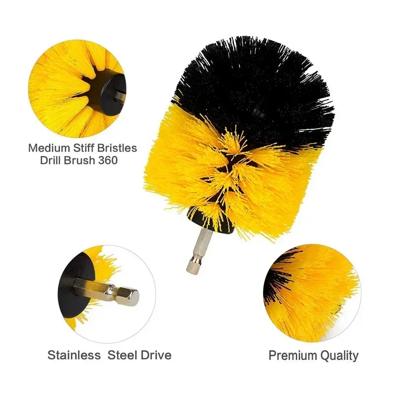 2/3.5/4/5'' Electric Scrubber Brush Drill Brush Kit Plastic Round Cleaning Brush Tool for Carpet Glass Car Tires Nylon Brushes