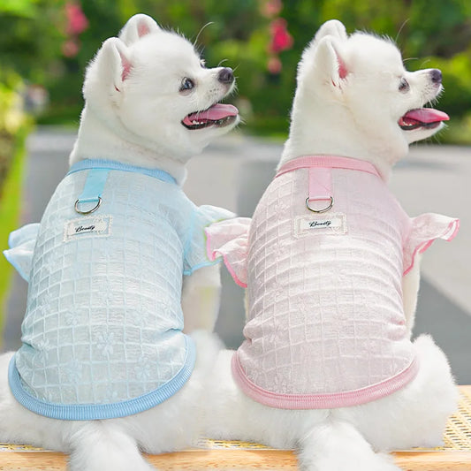 Dog Cooling Vest Thin Print Dog Clothes Summer Fashion Pet T Shirt Fly Sleeves Girls Dog Clothing Chihuahua Bichon Puppy Vests