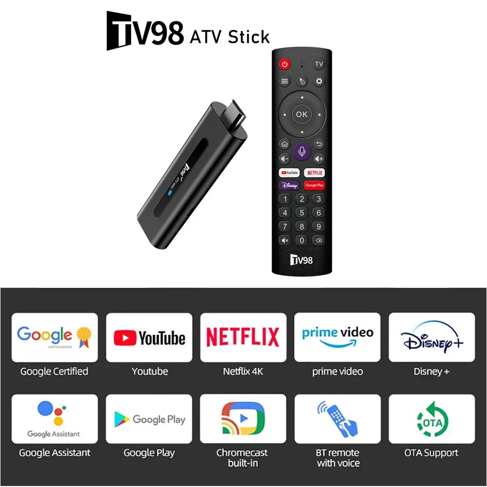 Android TV Stick Set Top Box 8K Dual WiFi 6 Quad Core BT5.0 HDR+10 Google Assistant for Netflix YouTube iptv H313 Media Player