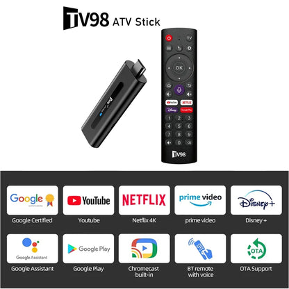 Android TV Stick Set Top Box 8K Dual WiFi 6 Quad Core BT5.0 HDR+10 Google Assistant for Netflix YouTube iptv H313 Media Player