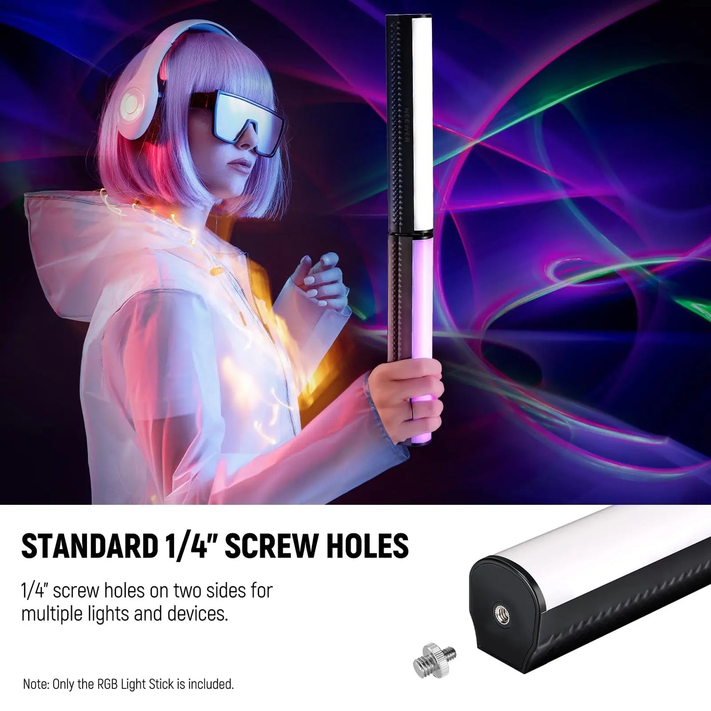 NEEWER RGB Light Wand with APP Control Magnetic Handheld Photography Video Light Stick Dimmable CRI95+ Full Color LED Tube Bar
