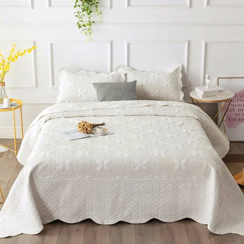 Double-sided Embroidered Cotton Quilted Bedspread, Padded Summer Blanket, Throw Coverlet, Home Coverlet, Bed Cover, Colcha