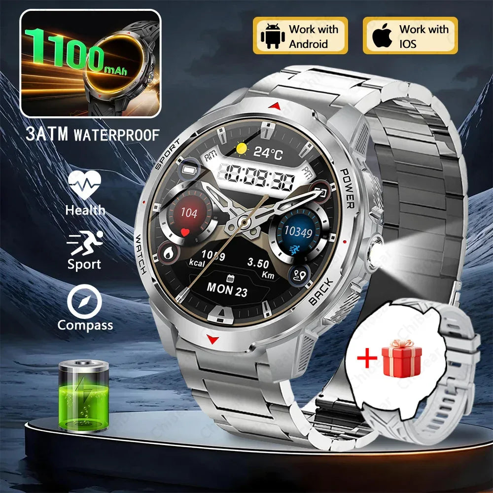 New T-Rex3 Pro 1100mAh Battery Smart Watch Men Compass 5ATM Waterproof Bluetooth Call Heart Rate Sports Run tracker Smartwatch