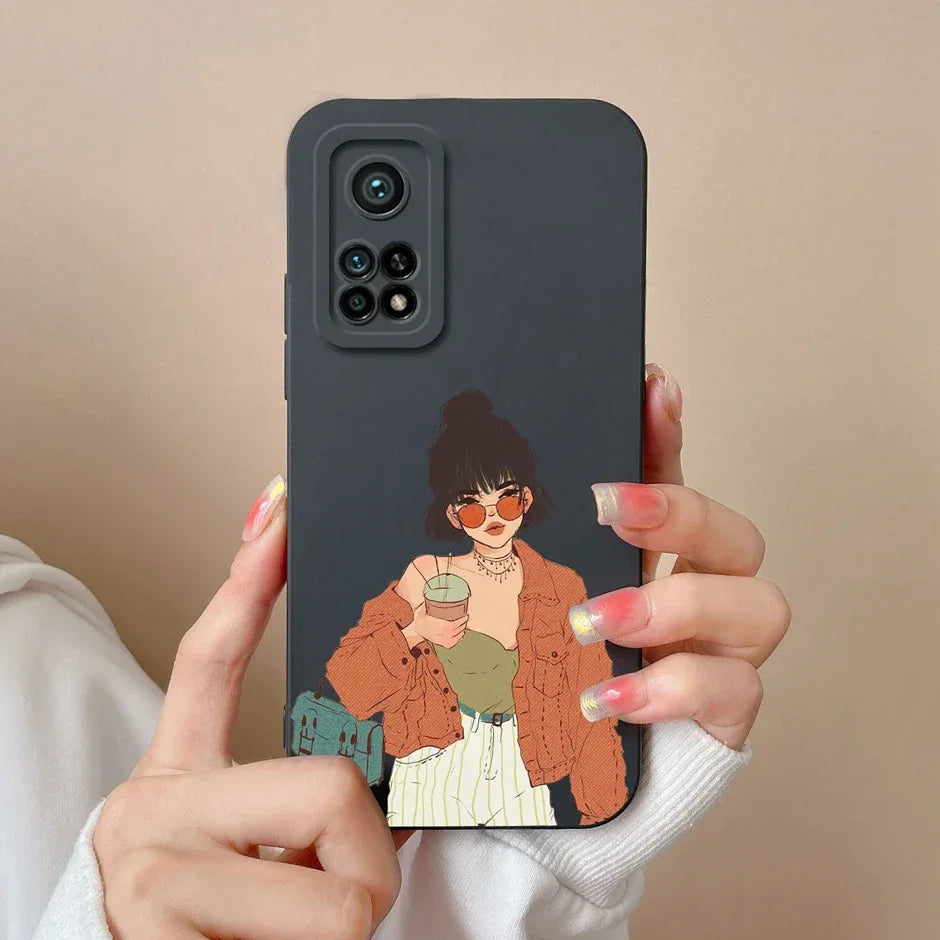 For Xiaomi Mi 10T 5G Phone Case Matte Liquid Silicone Shell For Xiaomi Mi 10T Pro 5G Cute Cat Cartoons Ultrathin Fashion Fundas