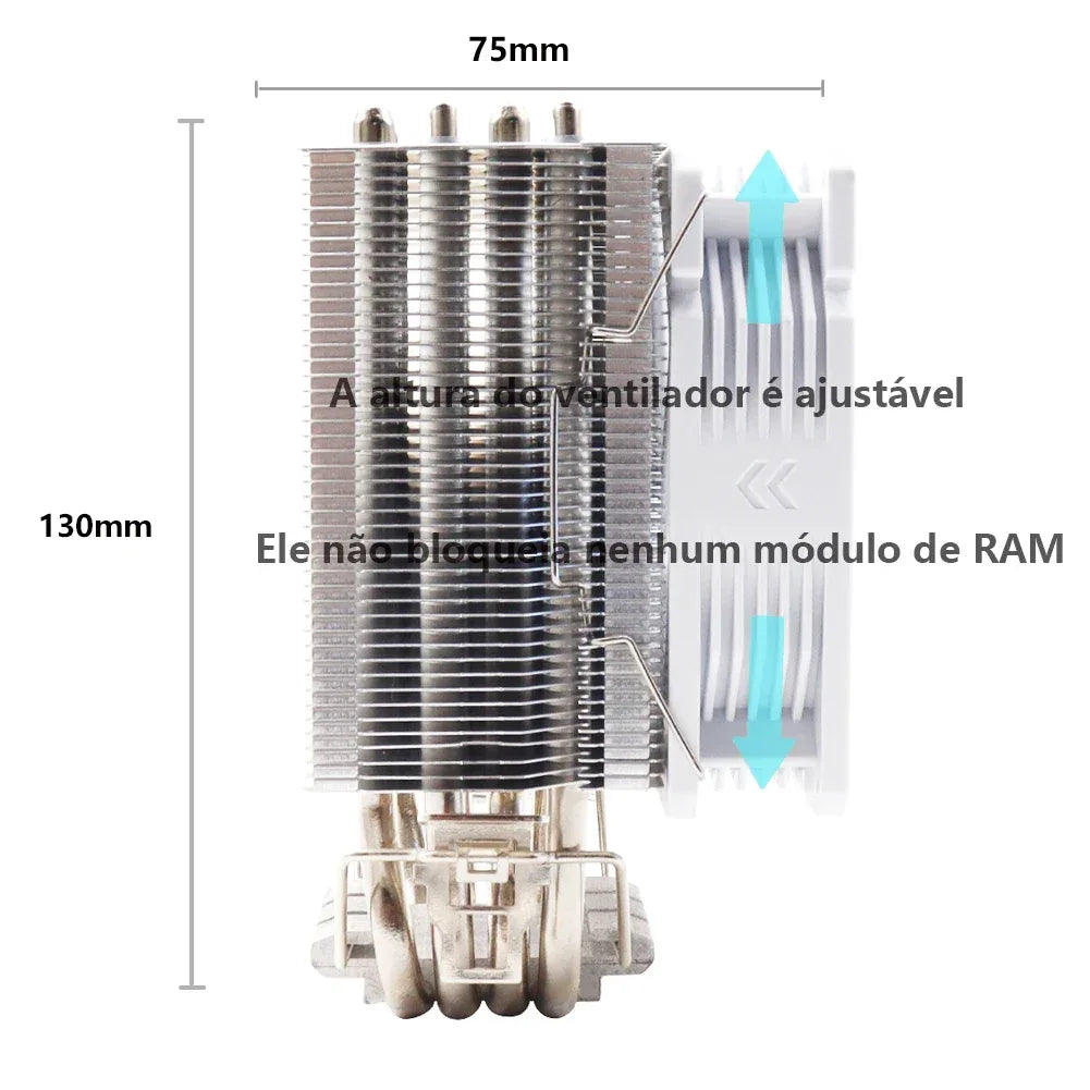 Wovibo 4 Tubo De Calor Cpu  Cooler Fan Ventilador Pwm 4Pin Argb Rgb Intel 115x1200 1700 2011 X79 X99 Amd Am4 Am5 Radiador