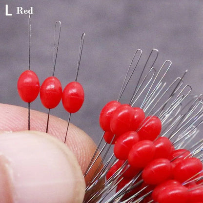 100pcs/Pack S/LOlive Float Fishing Bobber Silicone Stopper Red/Blue Space Bean Connector Line Resistance Fishing Accessories