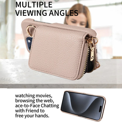Newly Designed Deluxe Zipper Card Case for IPhone16promax 15 14 PU Leather Phone Case with Crossbody Lanyard Wallet Function