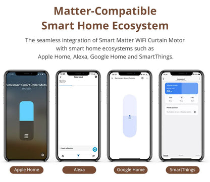 Matter Over WiFi Smart Sliding Curtain Motor Support Google Home Smartthings Homekit Alexa Control Automatic Curtain System
