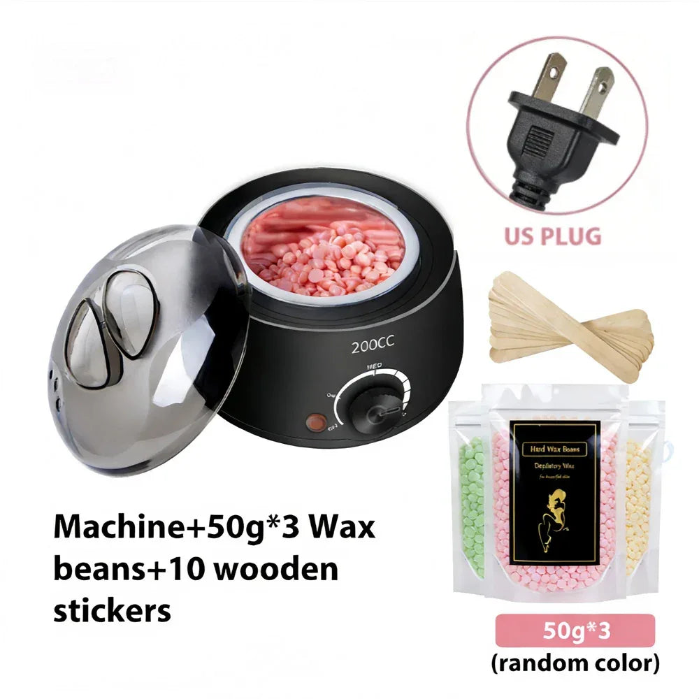 200CC Wax Heater Warmer Hair Removal Machine For Hand Foot Body SPA Epilator Paraffin Wax Pot +Wax Beans + Wood Sticks