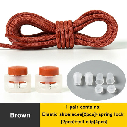 1 Pair Lazy Laces Elastic For Sneakers Snap Lock Shoelaces Without Ties Suitable For Children And Adults Round Shoelace Artifact