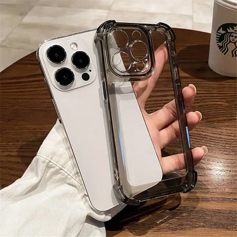 Luxury Shockproof Clear Phone Case For iPhone 15 14 13 12 11 Pro Max XR X XS Max Silicone Bumper Transparent Hard Back Cover