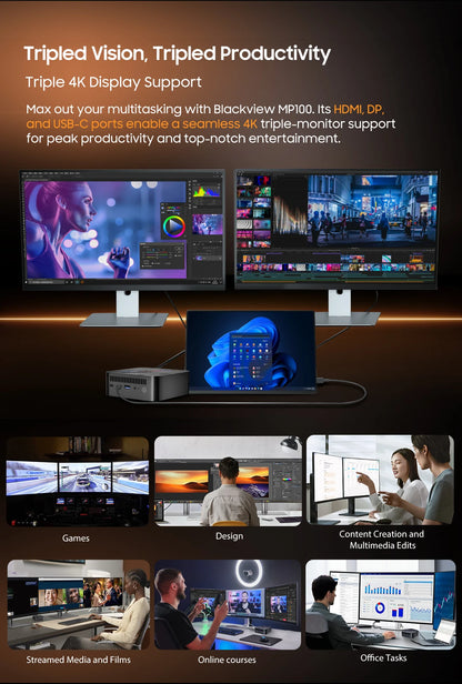 【Brand+】Blackview MP100 NEW Mini PC AMD R7 5700U/5825U  Windows 11 8-Core 16-thread 16GB DDR4 512GB/1TB SSD WiFi 6 Mini