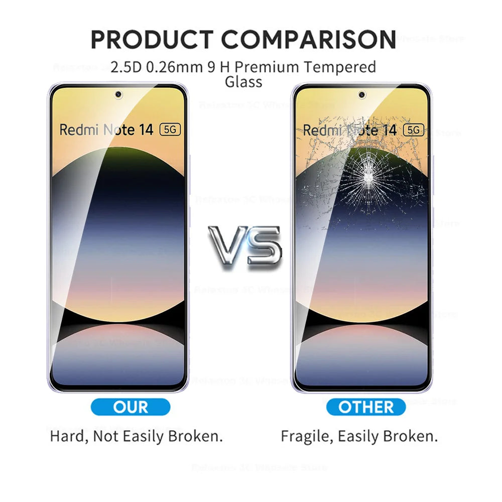 4-1Pcs 9H Premium Protective Glass For Xiaomi Redmi Note 14 4G 5G Global Screen Protector Redmy Note14 Note 14 RedmiNote14 Films