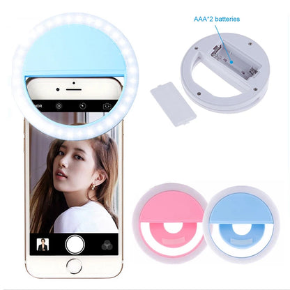 Led Selfie Ring Light Mobile Phone Lens Lamp Adjustable Live Brightness Portable Selfie Fill Ring Light For iPhone Xiaomi Huawei