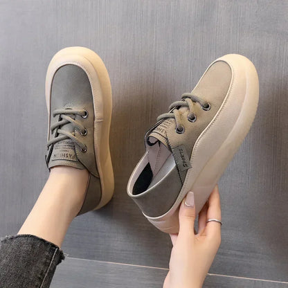 Chaussures plates Koznoy pour femmes, en cuir de vachette véritable, 3,5 cm, style mocassin à plateforme épaisse, style vulcanisé, idéales pour l'automne.