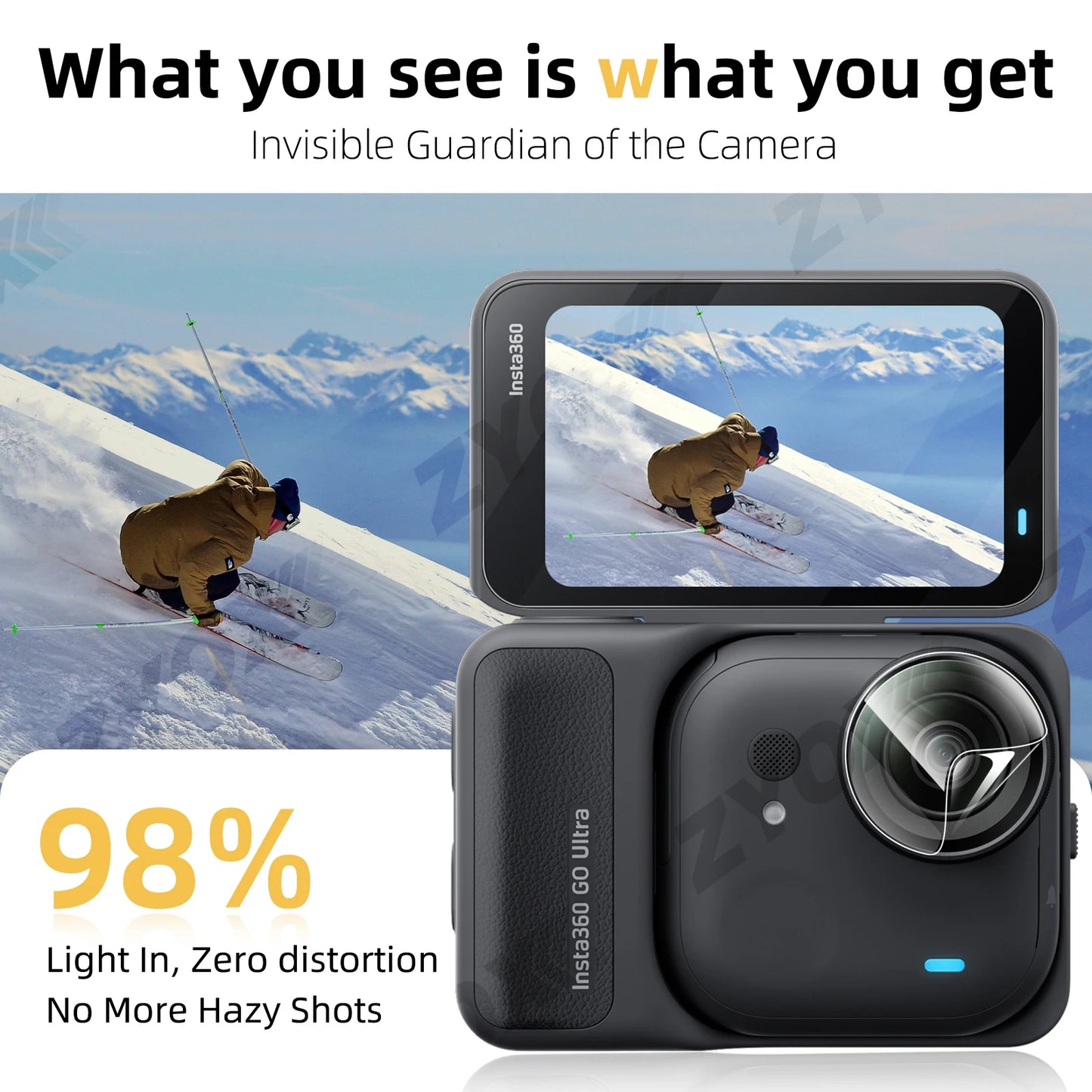 9H Hardness Glass for Insta360 Go Ultra Screen + Lens Protector Clear Ultra-HD Tempered Glass  Anti-scratch Film Accessories