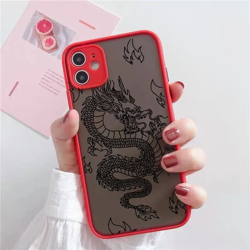 Fashion Purple Dragon Animal Pattern Phone Case For iPhone 16 15 14 13 12 11 Pro Max Mini SE 7 8 Plus Cover Glossy Hard Coque