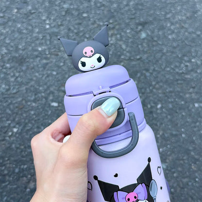 1pc Kuromi Stainless Steel Cute Insulated Cup - 500ML with Crossbody Strap, Portable Water Bottle for Outdoor Sports