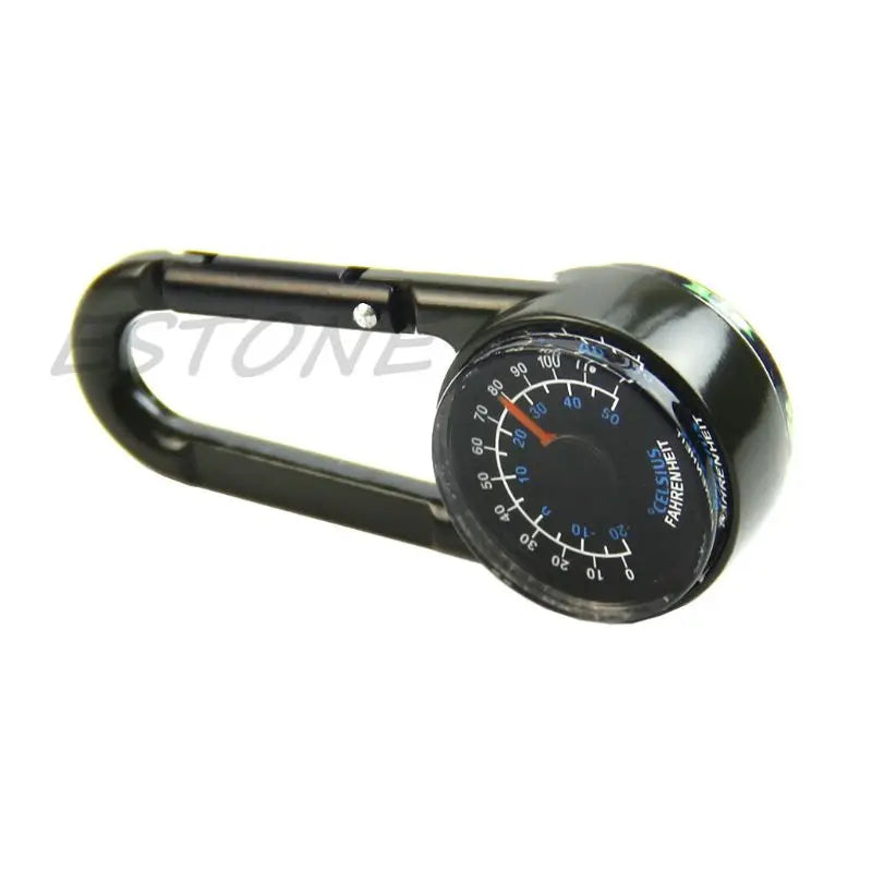 Outdoor Multifunctional Hiking Metal Carabiner Mini Compass Thermometer Keychain
