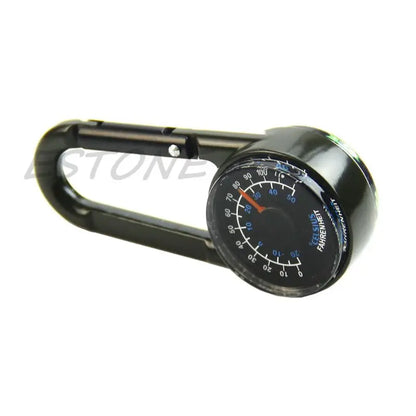 Outdoor Multifunctional Hiking Metal Carabiner Mini Compass Thermometer Keychain