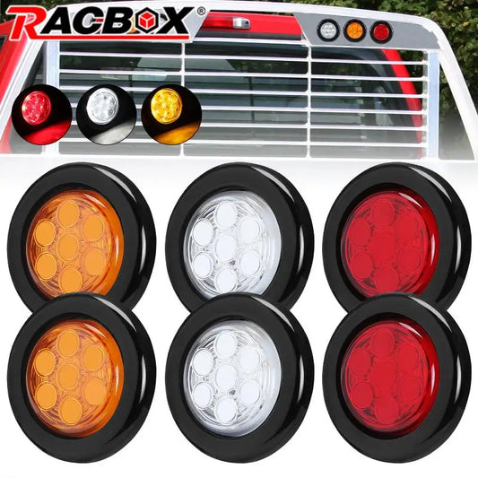 2inch Round led Side Marker Lights Truck Side Lights 12V Trailer Lorry Clearance Lights Rear tali stop lamp Yellow Red White by PDG ibma
