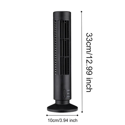 USB LED Tower Fan Bladeless Cooling Fan 2 Gear Speed Stand Up Tower Fan Portable Electric Floor Fan for Living Room Bedroom