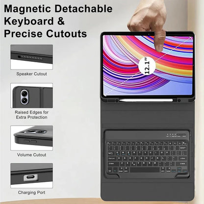 Case for Redmi Pad Pro/Redmi Pad 2 Pro 12.1 inch For Xiaomi Poco Pad 12.1 lnch Keyboard Case with Detachable Bluetooth Keyboard