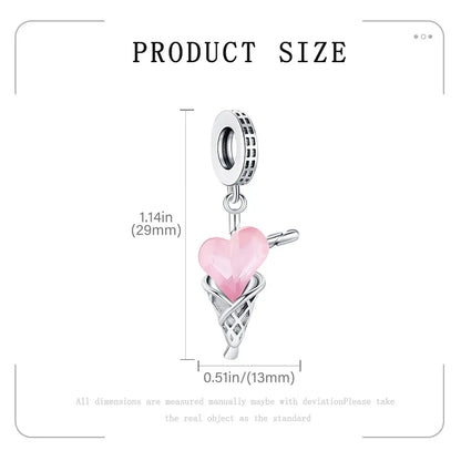 Elegant Mother's Day gifts For mom Ballet Pendant Fit Original Bracelet Diy Jewelry Fine Perfect Heart Rainbow Charm Daily Wear
