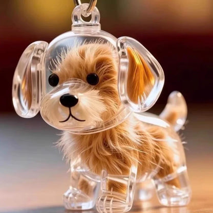 Cute Clear Puppy Hair Memorial DIY Pendant Keychain Decor Keepsake Capsule Pet's Dog Fur Container Pet Lovers Home Display Gifts