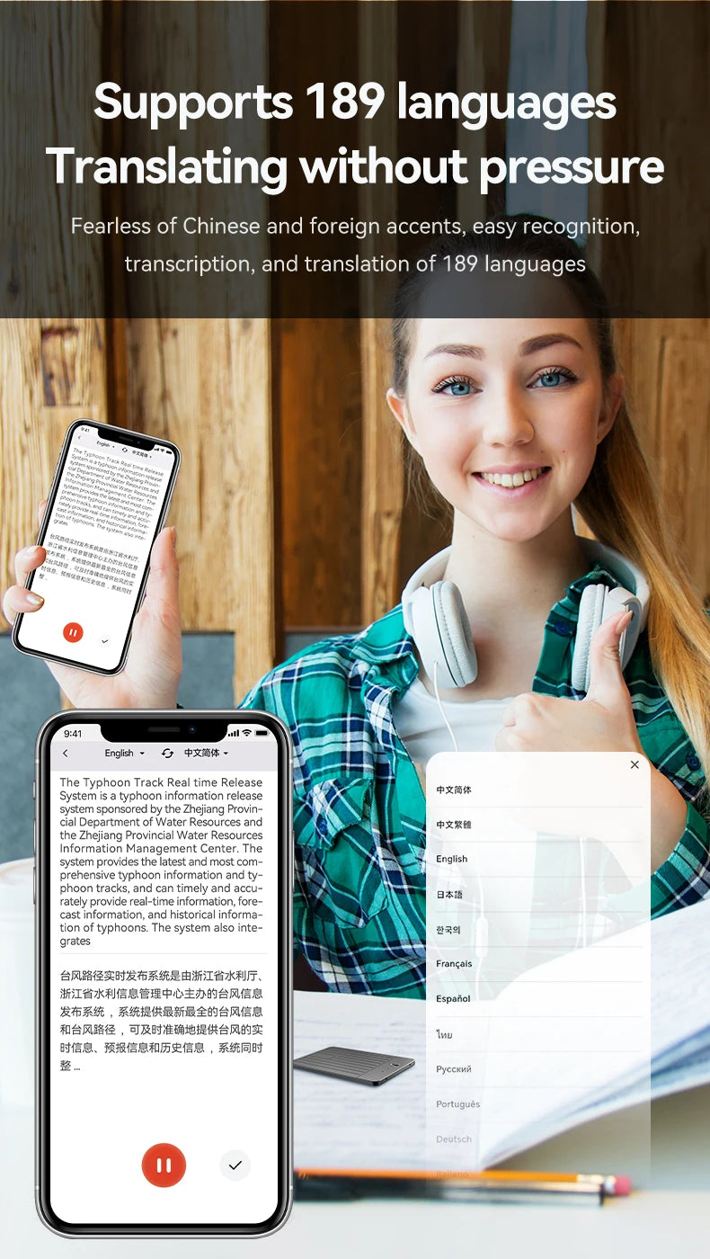 New8-128GB AI ChatGPT-4 Intelligent Voice Recorder Audio App Phone Call Record Transcribe Summarize 58LanguageTranslation Device