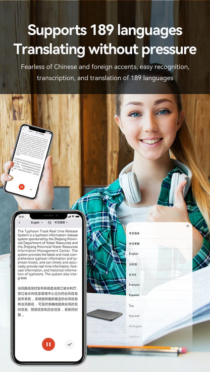 New8-128GB AI ChatGPT-4 Intelligent Voice Recorder Audio App Phone Call Record Transcribe Summarize 58LanguageTranslation Device