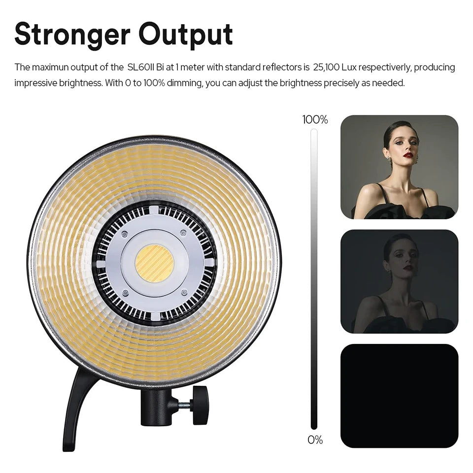 Godox SL60IID SL60IIBi 75W Daylight Bi-color LED Video Light with Bowens Mount for Camera Photography Fill Light CRI 96 TLCI 97