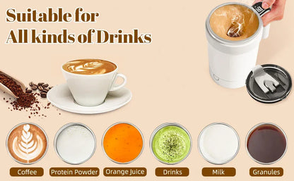 380ML Automatic Magnetic Stirring Mug with Straw & Lid Stainless Steel Waterproof USB Electric Mixing Coffee Mug 2025 New